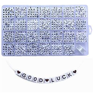 Amaney 810pcs 6x6mm Cube Acrylic Alphabet Letter Beads for Jewelry Making Bracelets Necklaces Key Chains