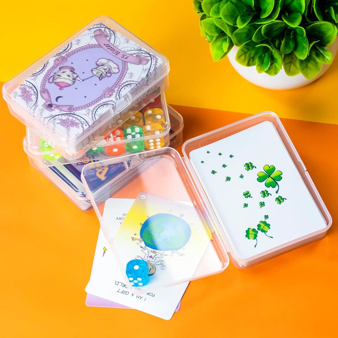 JINUPHION 4 Pcs [Large Size] Playing Card Case, for Go Fish/Old Maid/Oracle Card/Other Larger Than Standard Size Cards, Plastic Clear Card Deck Box Storage, 4 1/2"  3 1/4"  1 1/8" (NO Cards)