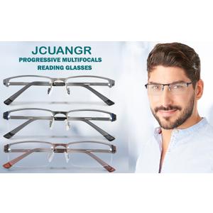 Bifocal Reading Glasses Men, No Line Progressive MultiFocus Clear Top Readers, Wide Transition Multifocal Eyeglasses