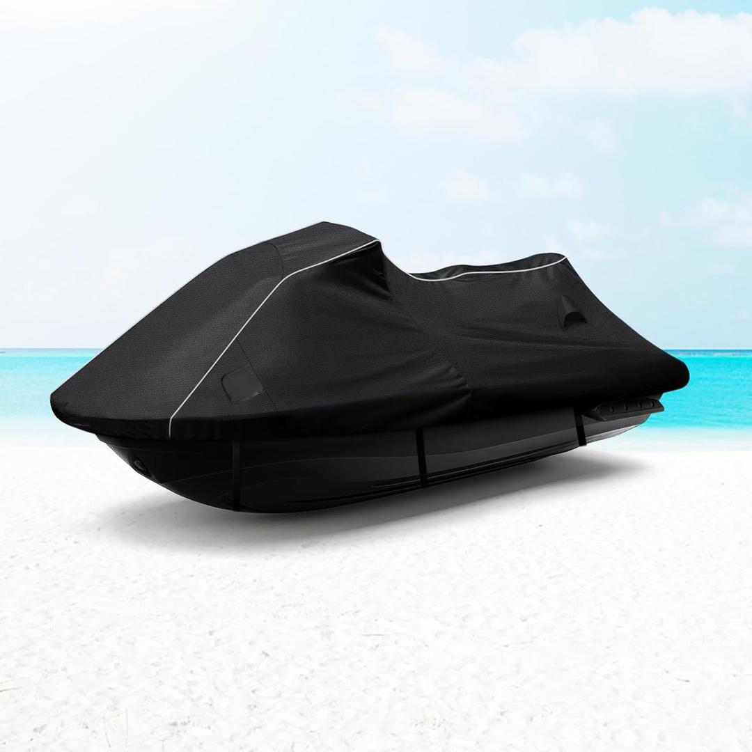 Waterproof Jet Ski Cover Custom Fit for Yamaha VX Deluxe/VX Sport 2005-2009, 600D Oxford UV-Proof Jetski Waverunner Covers, Trailerable Jetski Cover with Air Vents, Reflective Strips