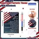 Sayglossy 36 Set 4th of July Patriotic Pens Bulk 250th Anniversary Mini Stars Stripes Notebook American Flag Metal Retractable Ballpoint Pens with Notebooks for Patriotic July 4th Party Favors (Flag)