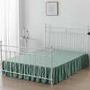 Bed Skirt Queen Size Ruffled Bed Skirt with Split Corners, 18 Inch Drop Dust Ruffle Bed Skirts with Platform, Sage Green, 18" Queen