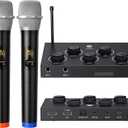 Wireless Microphone System, Dual UHF Portable Karaoke Microphone, HDMI & AUX in/Out, Optical Out, Stable Signal, 100ft Range  Wireless Mic for Singing, Karaoke, Church, Smart TV, PC, PA Speaker