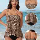 SUUKSESS Women Tummy Control Tankini Swimsuit Ruffle High Waisted Bathing Suit (M)