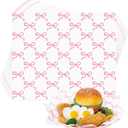 150 Sheet Pink Bow Wax Paper Coquette Ribbon Bow Deli Paper Cute Wrapping Tissue Basket Liners for Home Kitchen Restaurant Baking