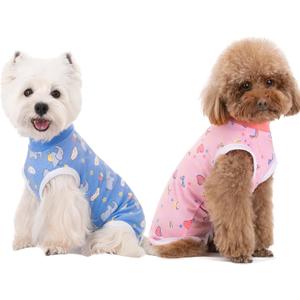 2 Packs Pet Dog Recovery Onesie Suit for Dogs Cats After Surgery,Dog Abdominal Wounds Bandages Cone E-Collar Alternative. (Blue, S)