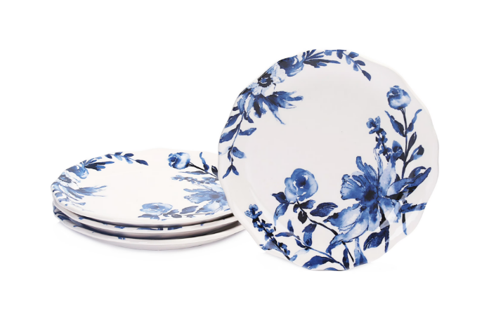 Bico International Ceramic Scalloped Salad Plates, 8.75 inch, Set of 3