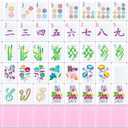 Simgoing Mahjong Tile Set 160 Travel Size Mini Floral Mahjong Tiles 1.2 Inches with Clear Storage Box Portable Chinese Game for Adults Family