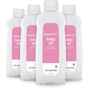 Amazon Basics Baby Oil, Mild & Gentle, Dermatologist Tested, 14 Fl Oz (Pack of 4) (Previously Solimo)