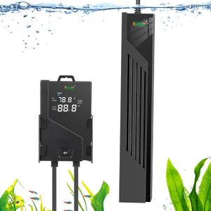 hygger Aquarium Heater with Intelligent Temperature Controller, 200W for 27-53 Gallon Submersible Fish Tank Heater with Leaving Water Automatically Stop Heating System, for Freshwater Saltwater