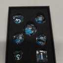 Roycevon Resin DND Dice Set with Gift Box, 7Pcs Liquid Core Cat D&D Dice, Cute Dungeons Dragons D and D Dice, Sharp Edge Role Playing Game Dice D20 D12 D10 D8 D6 D4, Blue