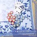 Chinoiserie Mahjong Mat with 1 Carrying Bag 31.5" x 31.5" Blue and White Rubber Anti Slip and Noise Reduction Multi Purpose Game Table Cover for Card, Board Tile Games