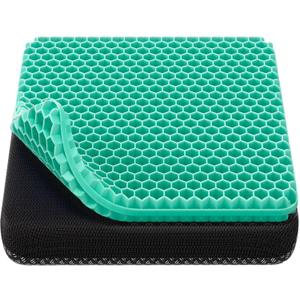 Gel Seat Cushion, Cooling seat Cushion (Super Large & Thick), Breathable Honeycomb Design Absorbs Pressure Points Seat Cushion, Gel Cushion for Office Chair, Home Car seat Cushion for Wheelchair (Green)