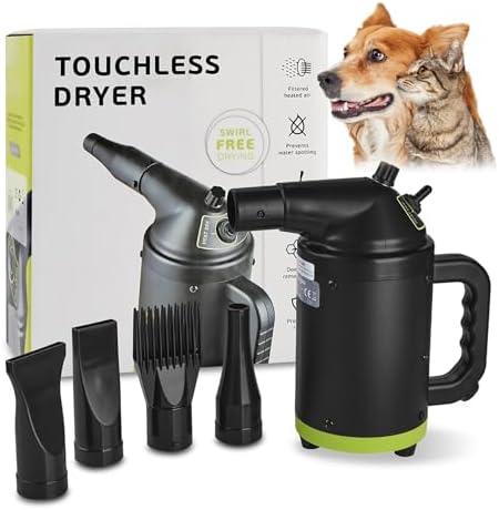 Johui Handheld Pet High Speed Hair Dryer for Dogs,Pet Grooming Dryer with Adjustable Speed and Temperature Control Dog Blow Dryer,Pet Hair Dryer with 4 Nozzle