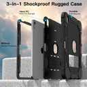 Azzsy Case for iPad A16 11th Generation 11 Inch 2025 / iPad 10th Generation 10.9 Inch 2022, [Built-in Pencil Holder] Heavy Duty Shockproof Rugged Protective Case, Black