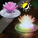 pearlstar Solar Floating Pool Lights Outdoor Lotus Pond Decoration Lighting Waterproof Color Changing LED Garden Lotus Lamp for Swimming Pool, Lily Pond, Yard (Lotus-2pack)