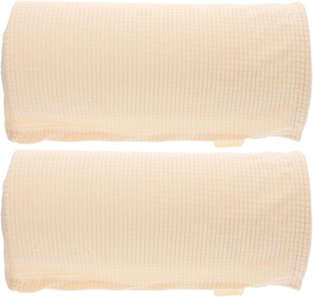 Chair Arm Protectors Universal Sofa Armrest Cover Stretch Armchair Slipcover Protector Elastic Recliner Couch Loveseat Cloth 2pcs for Home Office (Rice White) (Beige)