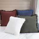 4 Pcs Linen Pillow Covers 18'' x 18'' Cotton Linen Decorative Throw Pillow Cases with Fringed Edges, Soft Washed Cushion Shams Zipper Closure Rustic Home(Minimalist Colors)