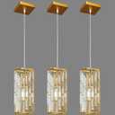 Gold Pendant Lighting Modern Pendant Light, Mini Crystal Chandeliers,Adjustable Pendant Light Fixture for Kitchen Island Dinning Room Bedroom (3 Pack)