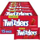 TWIZZLERS Twists Strawberry Flavored King Size, Chewy Candy Packs, 5 oz (15 Count) (EXP 09/30/26)