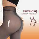 JIZ Translucent Fleece Lined Tights Women, Thermal Tights for Women, Pantyhose Leggings, Warm Sheer Tights for Women Winter (Extra-Large, Black) (Black)