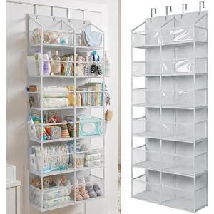 HOMELUX THEORY UPGRADED 6 Tiers Over The Door Organizer Hanging - 100D EXTRA THICK & 50lbs HUGE CAPACITY, 12 Side Mesh Pockets Over The Door Shoe Organizer, Hanging Closet Organizer (Transparent, XL)