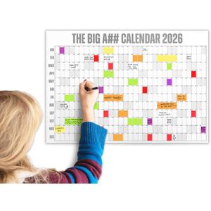 The Mini Big A## Calendar 2026  2x1.5 Dry-Erase Wall Calendar  See Your Whole Year at a Glance  Plan Goals & Adventures  Gray