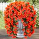 Bougainvillea Artificial Hanging Flowers Plants for Outdoors Decoration, 2pcs Fake Flowers Silk Bougainvillea Vines Realistic UV Resistant Faux Flowers for Outdoor Planters Porch Patio Gardens, Orange