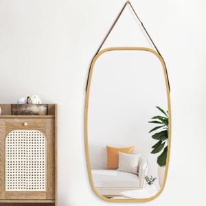 AAZZKANG Large Mirrors for Wall 39"x18" Rustic Hanging Mirror with Wood Frame Decorative Rectangle Mirror for Bedroom Living Room Bathroom Vanity Room (Natural)