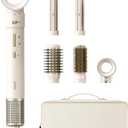 5 in 1 Multi Hot Air Styler Wrap, 110,000 RPM High-Speed Hair Dryer Brush with Auto Wrap Curlers & Blow Dryer Brush with Travel Case, Fast Drying & Frizz-Free Styling, No Heat Damage for Women (Ivory White & Champagne Gold)