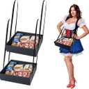 Wearable Party Black Tray Snack and Beverage Carrier Foldable Drink Carriers Movie Snack Usherette Vendor Trays with Strap Halloween Costume Accessory Tray,3.2 x 11 x 12.6 Inche (2 Pcs)