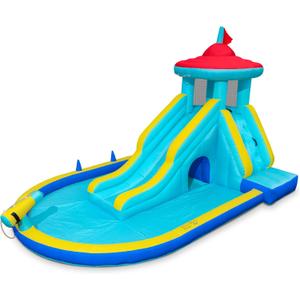 Outfunny Water Slide, Inflatable Water Bounce House for Kids 3-10 Backyard, L16.1' x W10.2' x H9.2'