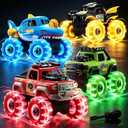 4 Pack Light Up Monster Trucks Toys for Boys Ages 3-5, Take Apart Toys Cars with Glowing Wheels, Birthday Gift for 2 3 4 5 6 7 Year Boys Toddlers
