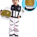 Spooktacular Creations Astronaut Costume with Helmet, Space Suit for Toddler, Kids Astronaut Halloween Costume for Cosplay (S (5-7 YRS), White)
