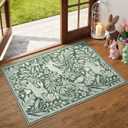 Lahome Nadine Forest Rabbit 2x3 Rugs for Entryway, Soft Animal Washable Easter Bathroom Rug for Entrance, Whimsical Woodland Print Sage Green Door Mat, Non Slip Throw Carpet Rubber Backed