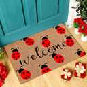 Ceenna Summer Ladybug Welcome Doormat Ladybug Coir Doormat with Non Slip Backing Summer Mat Front Porch Rugs for Home Entrance Anniversary, 16 x 24 Inches