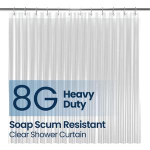 LiBa Waterproof Plastic Shower Curtain - Bathroom Shower Curtain Premium PEVA Non-Toxic Shower-Liner with Rust Proof Grommets Clear 8G Heavy Duty Bathroom Accessories 72x84 - Clear