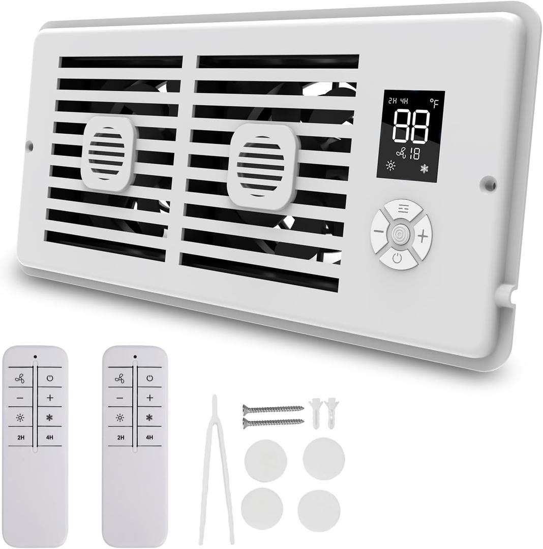 Smart Register Booster Fan with Aromatherapy Function, White - Quiet Vent Fan for Improved Heating & Cooling Efficiency, Adjustable Speeds, Powered Vent Register for 4  10 Vents