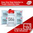 Full Crystal Window Cleaning Kit 16 oz Glass Cleaner and Bottle with 27 ft Reach, Each 4 oz Bag Makes Up to 640 fl oz, Cleans Up to 80 Windows, Scrub-Free, Rinse-Free