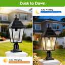 22.5" Large Outdoor Solar Post Light, Dusk to Dawn Solar Lamp Post Light, Black Lamp Posts Light Fixture with Pier Mount Base, Waterproof Outdoor Pole Lights for Yard Garage Porch Patio, 1Pack, 22.5" X 8.5" X 8.5"