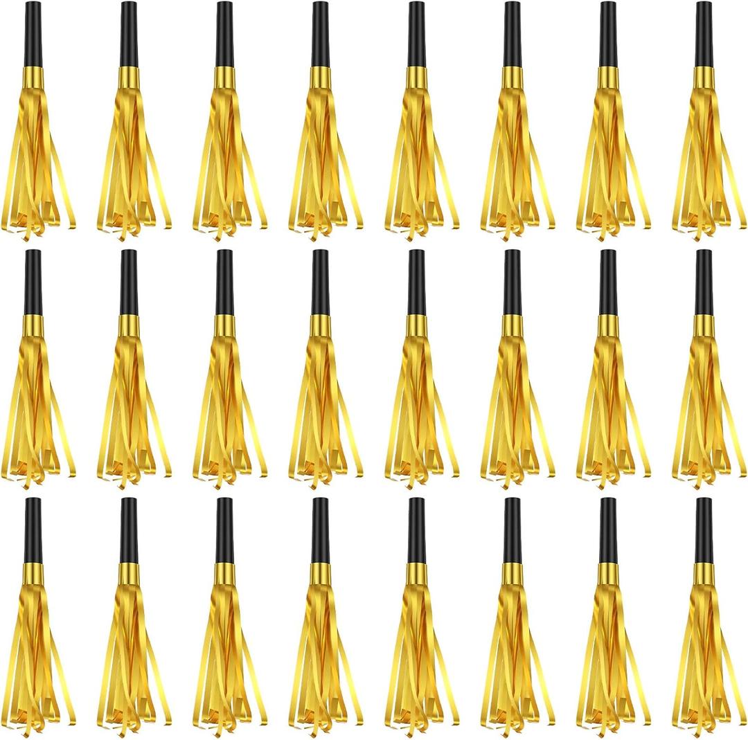 24Pcs Gold Noise Makers for Party, Birthday Favors for Adults, Football Games & Sporting Events, Party Blower Supplies, Horns Accessories Happy New Year 2026