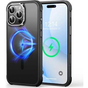 Mist-Armor Designed for iPhone 16 Pro Max Case, [Fit for Mag Safe] [Non-Slip Edge] Military Grade Protective Bumper Silicone Matte Phone Case Cover for iPhone 16 Promax 6.9" Men Women, Black