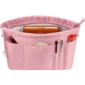 Vercord Purse Insert Organizers for Tote Handbag Bag in Bag with Zipper Liner Bag Organizer for Women 14 pockets (Pink)