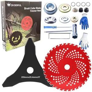 Circular Saw Blade for Weed Trimmers, 9" X 36 Teeth Carbide Tip Brush, with Adapter Kit, Weed Wacker Blade for Brush Cutter, Trimmer, Weeder, Used for Rims Trees, String & Underbrush (C)