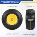 2 Pcs 15x6.00-6 Flat Free Lawn Mower Tire and Wheel, 15x6-6 nhs Lawn Mower Front Tires, Compatible with John Deere Riding Mowers Lawn Tractors, with 3/4" & Extra 5/8" Bearings, 3"-4.4" Centered Hub