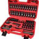 LLNDEI 1/4 inch Drive Impact Socket Set 83 Piece, Standard SAE(5/32-9/16 inch) Metric Size(4-15mm),72T Ratchet Wrench Handle, CR-V Mechanics Tool Set with Adapter, Screwdriver Bits for Automotive Repair