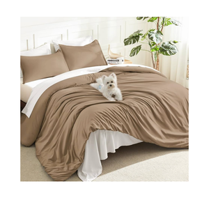 Litanika Taupe Comforter Set Full Size, 3 Pieces Solid Bedding Comforter Set, All Season Fluffy Bed Set (79x90In Comforter & 2 Pillowcases)