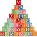 Wooden ABC Toy Building Blocks for Toddlers 1-3 36 PCS Wood Alphabet Number Blocks for Stacking Learning Preschool Educational Montessori Sensory Toys for Kids Boys Girls Gifts 1.7"