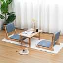 Japanese Floor Chair with Back Support, Foldable Meditation Chair, Legless Tatami Chair with Cushion, Floor Seat for Living Room, Bedroom, Bay Window (1, Dark Gray)