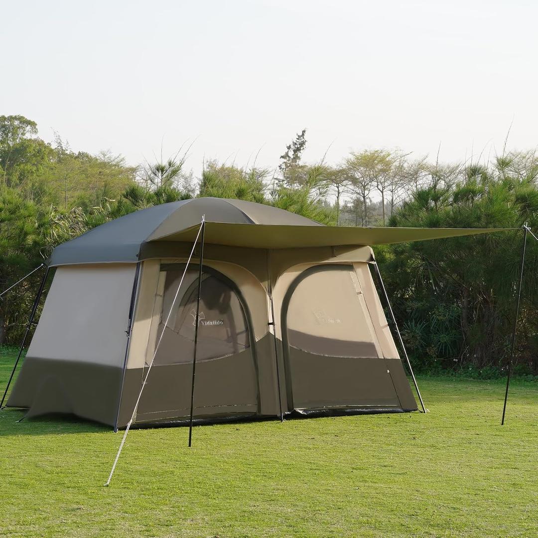 Vidalido Tents 6-8 Person Camping Tent with Extended Vestibule2 Room Weather Resistant Family TentsEasy Install Waterproof Outdoor Tent for Backpacking and Camping Hiking
